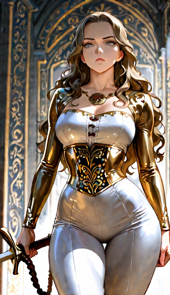 beautiful lady, Alphonse Mucha's style、Top hat、tailcoat, Jacket, tiese, monocle, light reflections, Oil painting, voluminetric lighting,nakeness，比基尼，Bigchest，big breasts thin waist，long leges，Camel toes