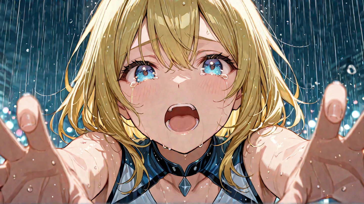 Blonde、Gal、orgasm、Climax、Ecstasy face、Mouth open、Cross-eyed、Long eyelashes