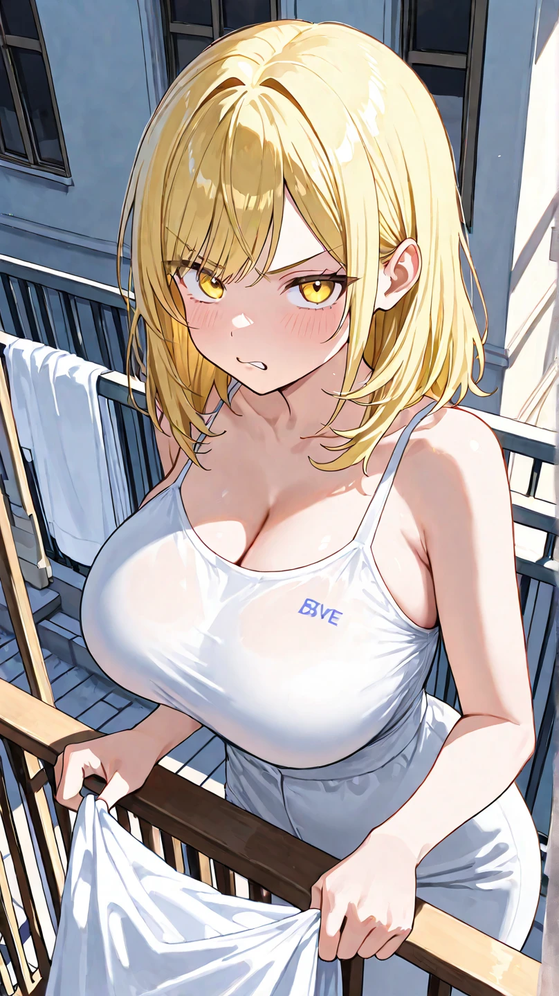 1 girl, Artoria Pendragon Lancer (fate grand order), white bikini, big breasts, bare shoulders, very sweaty, looking at viewers, upper body, from below
