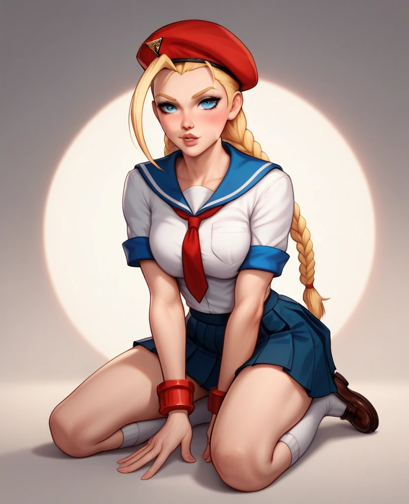 Marcille Donato, sexy elf girl with blonde hair, slender body, small breast size, blue stockings, nude tits, red choker, nude female body