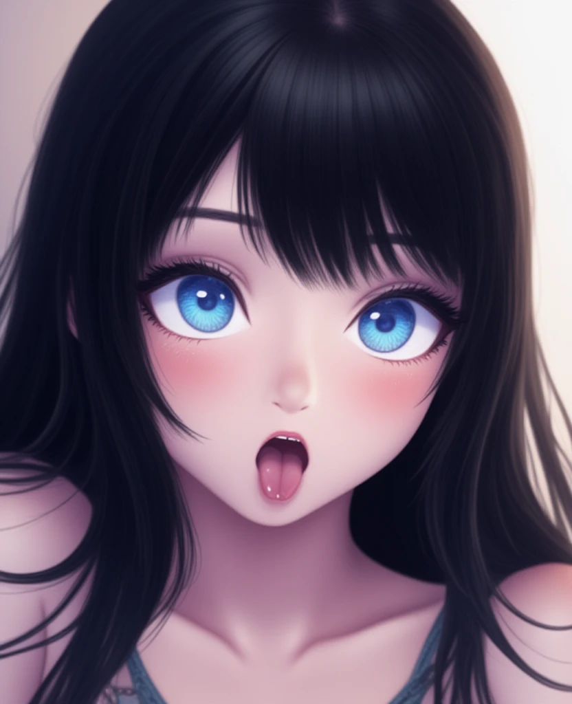 Photo Real、photoRealstic、girl1 A dark-haired、Blunt bangs、Untidy hair in mouth、At the back of the throat、drooing eyes Acme face、AHE Face、put out the tongue large full breasts Sperm、large amount of sperm、Sperm drenched、Sperm on the face、Sperm bukkake White mushy liquid、a large amount of fluid on the face,、Bathe in a white, mushy liquid