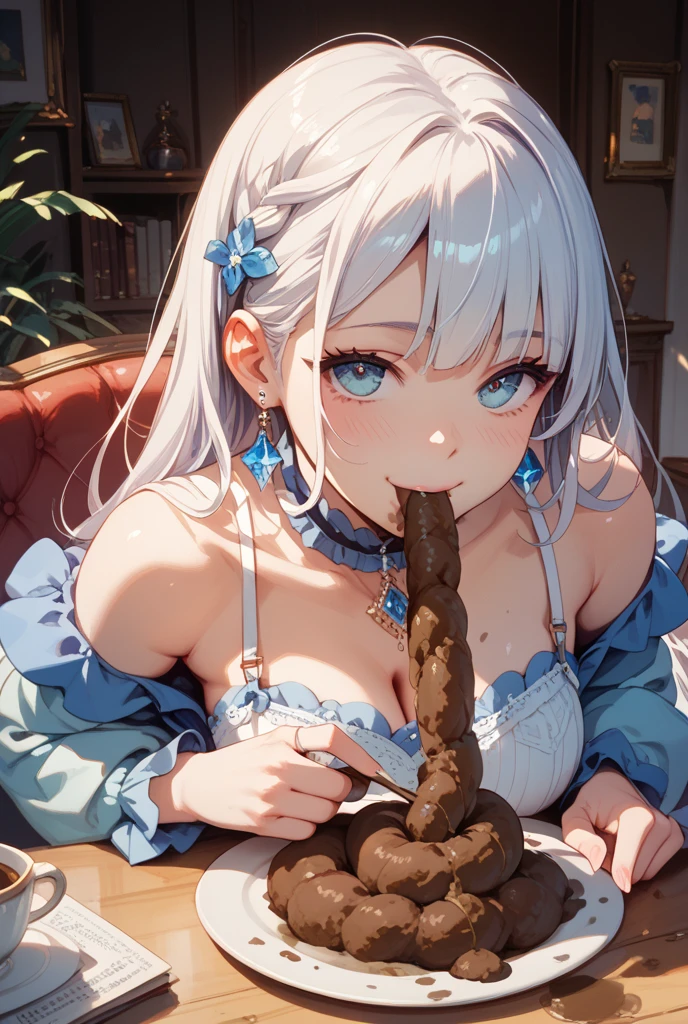 ((woman)),((nsfw)),((The boy's penis is erect)),(((Intense orgasm:1.1))),(tears:1.2),(Sweat:1.3),((at the castle:1.1)),(Shorts),(button-down,wearing lace),(clothing),(Squint eyes:1.3),(embarrassing,blush:1.3), masterpiece, Highest quality, Very detailed, Dynamic Angle, ((Perfect hands)),Great background, Meaningful Background, Absurd background, Artistic Overlays,(at church),panty,(Silver Hair),Silver Hair