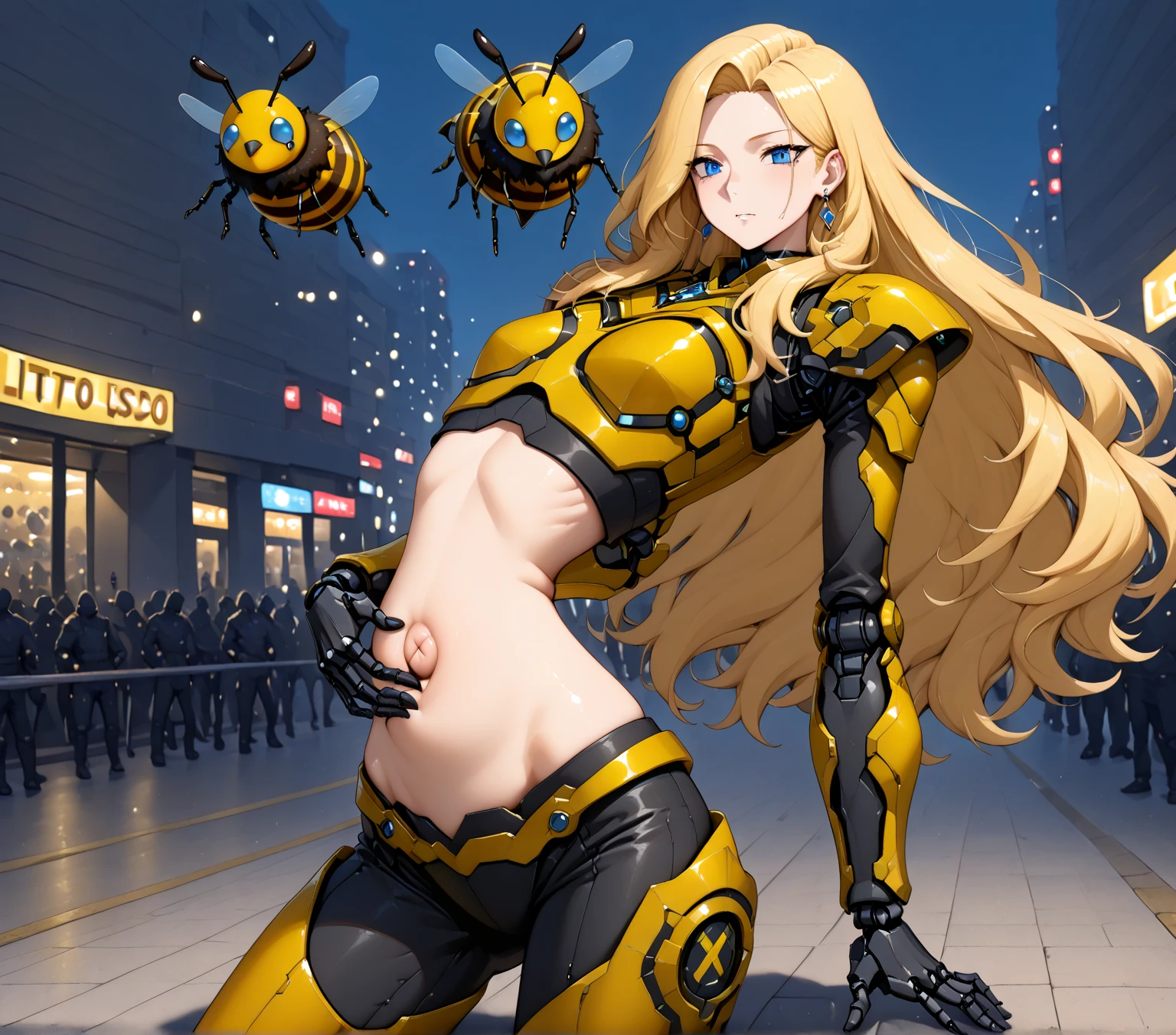 Hmph,,Nipples,Spread the word ,On the bed,Highest quality, Ultra-high-definition 8K CG rendering, Tabletop, High resolution, Very detailed,
1 girl, alone, , Blonde, Wavy long hair, blue eyes, whole body, Fighting Pose, flight, (Small breasts:1.2), Big smile,
Bare shoulders, Shining white, mecha musume, Mechanical foot, headgear, yellow armor, In San Francisco City