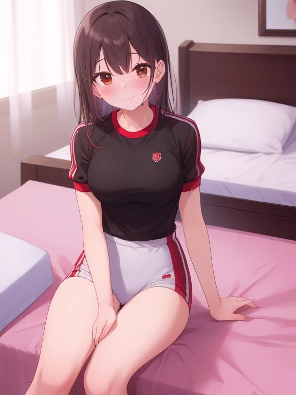 NSFW、High school girls、Gym suit、Short sleeve T-shirt、Bloomers、Volleyball Player、ponytail、Black Hair、School changing room、Sitting on the floor、M-shaped legs、Spread your legs、Spread your legs、Legs bent、(Very large breasts:1.5)、Hold your chest with your arms、Accentuate your breasts、(Put your chest close)