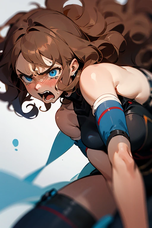 One girl, female focus (brown hair, blue eyes, long hair), boku no hero academia, Injury, float, masterpiece, highest quality, so beautiful, Absurd