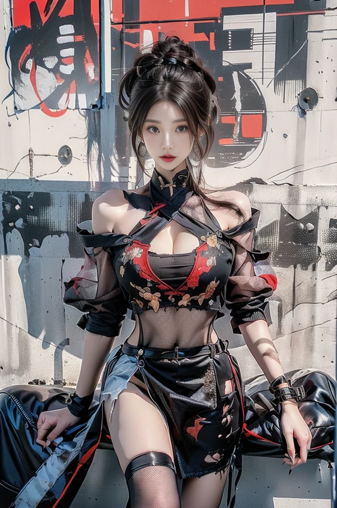 A woman with tattoos on her chest and chest is sitting on a sofa, de taiwanesa With tattoos, Covered, Ink Style, yakuza magra, Full Body Tattoo, With tattoos, Full Body Tattoo, Tattoos, Gorgeous Chinese Model, Beautiful Korean Women, Fully tattooed body, beautiful realistic upper body, Tattoo as a whole, 顔のWith tattoos, Attractive neck,(Big Breasts，Small waist)