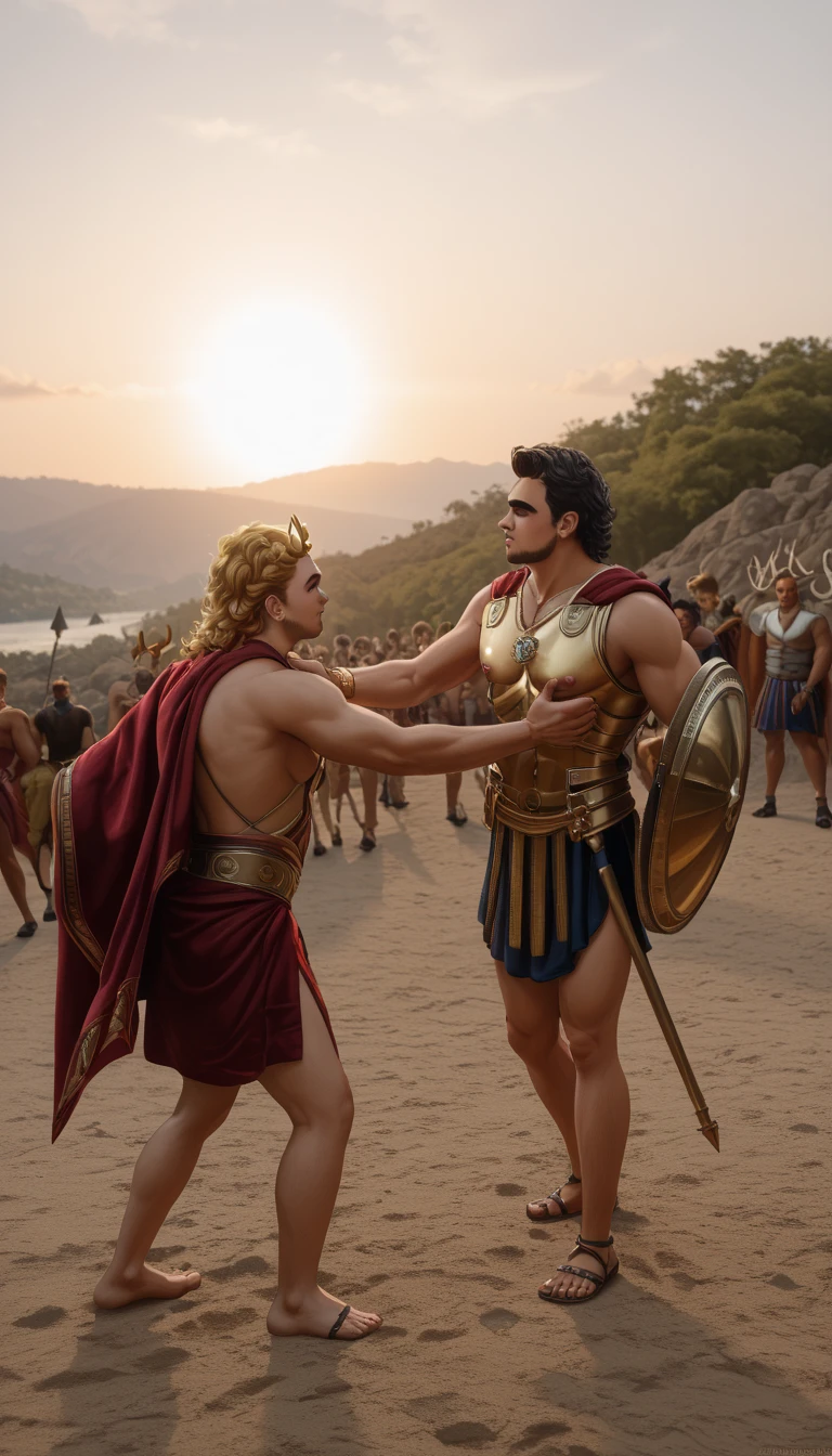 a young man Jason, the Argonauts, Greek mythology, adventurous journey, golden fleece, ancient Greece, mythical heroes, brave warriors, mythological creatures, magical artifacts, epic battles, dramatic lighting, moody atmosphere, vibrant colors, cinematic composition, intricate details, (best quality,4k,8k,highres,masterpiece:1.2),ultra-detailed,(realistic,photorealistic,photo-realistic:1.37)