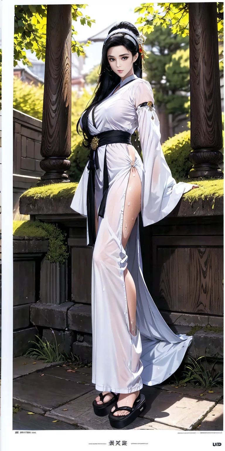 <lora:lora:Yoimiya:1:1,1,1,1,1,1,1,1,0.5,1,1,1,1,1,1,1,1>,cowboy shot, yoimiya_genshin, sweet girl, 1girl, blonde hair, hair ornament, ((bandaged chest)),(sarashi), chest tattoo, flower tattoo, arm tattoo, black sash, ((hadanugi dousa)),(single bare shoulder), (orange short kimono),bare legs, ((high heels)), (standing naturally:1.5), long legs, tall, full body, outdoors, ((bamboo forest)),(creek), rock path,