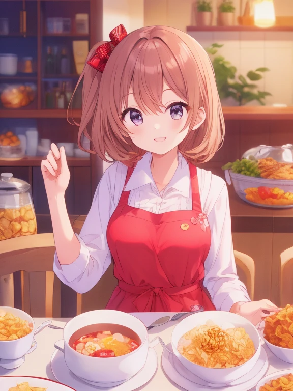 drinking party　Attentiveness　separate the food　smile　girl　Quiet　Eat less