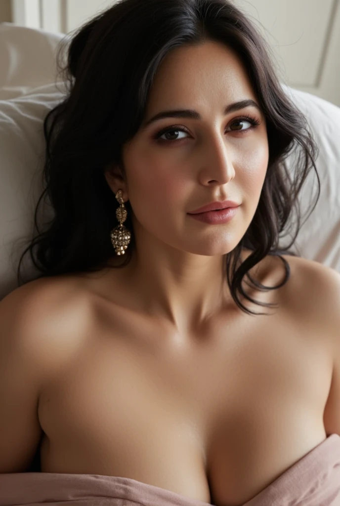RAW photo,dark,moody,hazy atmosphere,35mm focal lenght,underexposed,cold,candid photograph,artistic,full body,photo of a beautiful,high-society,rich,elegant,30yo Iranian woman,detailed skin,naked,looking at viewer, thick body structure,grey background,no background, candid pose,dim room,blue light, film grain, kodak color, instagram LUT