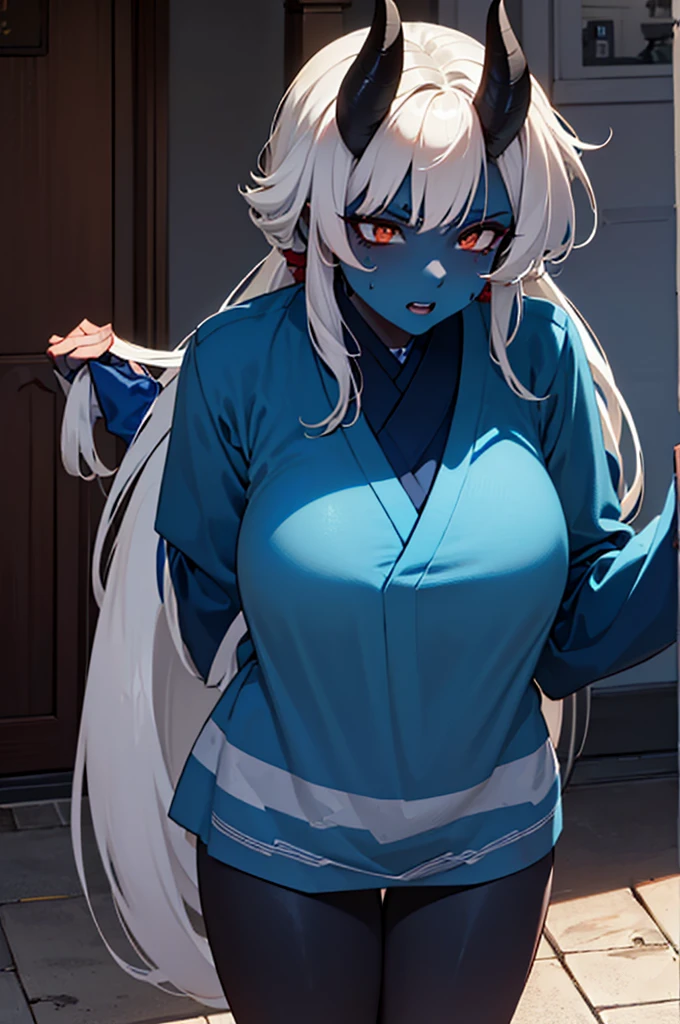 Highest quality,4K,white hair, long hair,Big Breasts,Wear only underwear,Eyes are hearts,nose blush