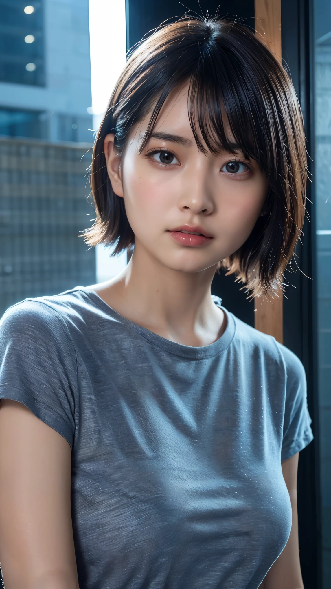 (Hyper Reality: 1.35), (Realistic: 1.4), A beautiful Japanese woman, smile, alone. (((No makeup))), masterpiece, 最high quality, high quality, alone, Very good, Puberty, Only one girl, Well-trained slim body, muscular, slim body, breasts apart, (最high quality)),((Very delicate and beautiful)),((Very shallow depth of field)), ((Incredibly shallow depth of field)). Familiar, ((Very delicate and beautiful)), (((Very shallow depth of field))), (((Unbelievably absurd))), dark brown hair, blowing boyish bob hair, shag messy hair, wolf cut, big hair, Windで揺れる髪, Slim body type, ((( Camera Eye)))), (((small ))), Looks like a salon model, Cool face, Neutral facial features,(ecstasy:1.3) ,(slut:1.2),(vulgarity:1.3),(fucked silly:1.1),(steam:1.1),(Wet:0.8),(trembling:0.8),(tears:0.7) ,(drooling:0.6),(sweat:0.8),open mouth, poor, Dynamic Angle, Focus on women, {Particles of light}, Detailed Background, Soft lighting, (dramatic), sunset, very beautiful sunset, Live Action, Realistic, (blurred background), ((())), (((Wind))), ((Movement)), ((emotion)), ((colorful)), ((Baby Face)), Wither, sea background, (((Cowboy Shot))),(((nsfw))),