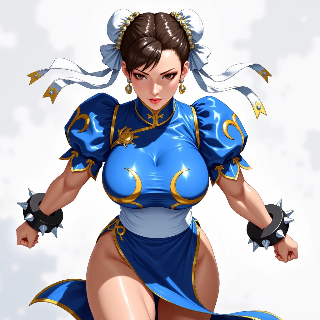 8K High Definition, ChunLi, Enormes pechos naturales, pose seductora, Shy and embarrassed smile, enorme, curva