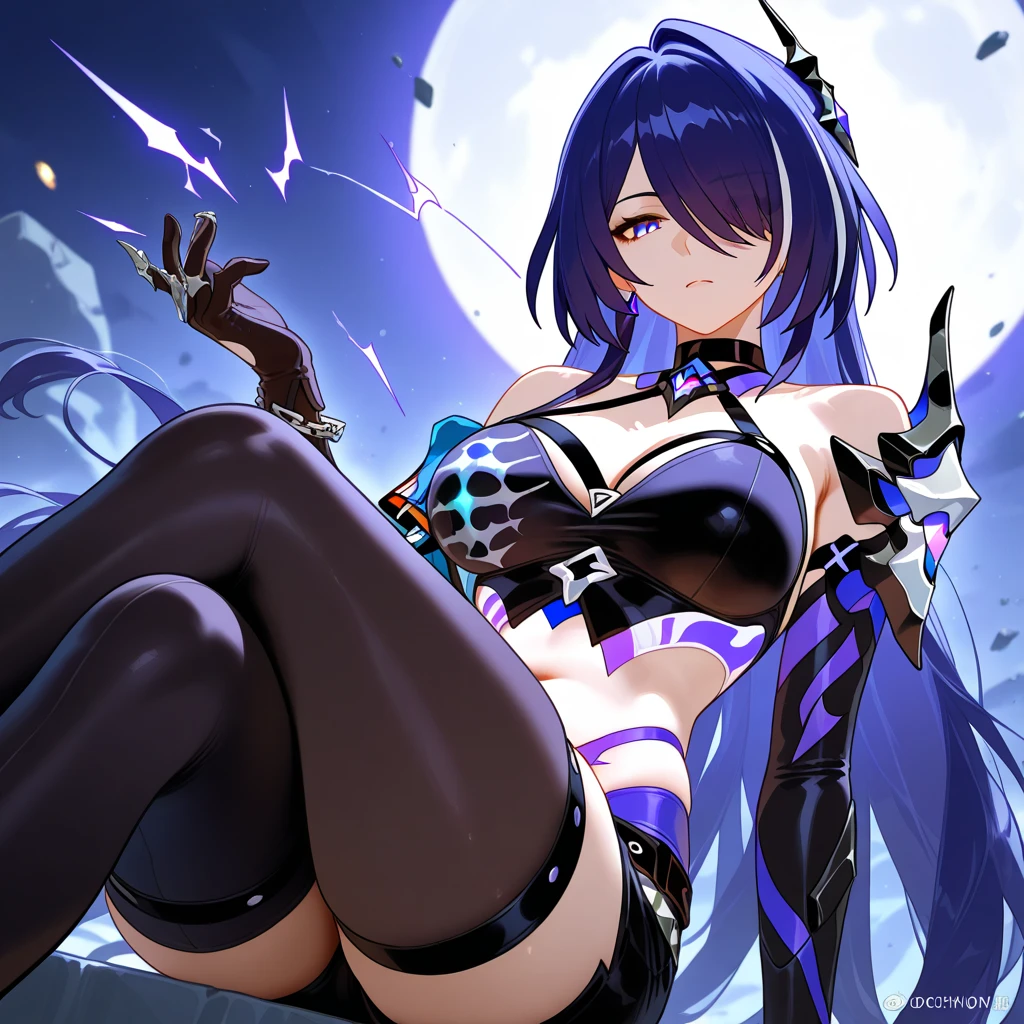 masterpiece, 最high quality, Ultra-fine illustrations, Perfect Anatomy, Perfect Eyes, Correct Anatomy, Perfect Proportions, Perfect Face, Perfect hands, Perfect Legs, Perfect Fingers, Perfect hands, Professional Lighting, 最high quality, Super detailed, Very delicate and beautiful, Fox Girl, ((Black 1.1)(Purple 1.1), Fox Ears, Long Straight Hair, Fox's Tail, Black combat gear, Black Skirt, Fishnet tights, Cute expression, Perfect skull hair clip, blue eyes, close ,Fits the frame, Best image quality、最high quality、Good looking girl , (cryin, Perfect Face) , independent , Looking into the camera, masterpiece, Anime art style, Cute Characters, Most detailed, high quality、(((blush, cry)))、(No clothes)、、(missionary, 1boy, penisng, vaginal, pread legs, sexe blush、steaminy Hair、Very fine and beautiful bright eyes、Very detailed, clear and beautiful face, Awards, Anatomically correct、((missionary position,man on topcared))
