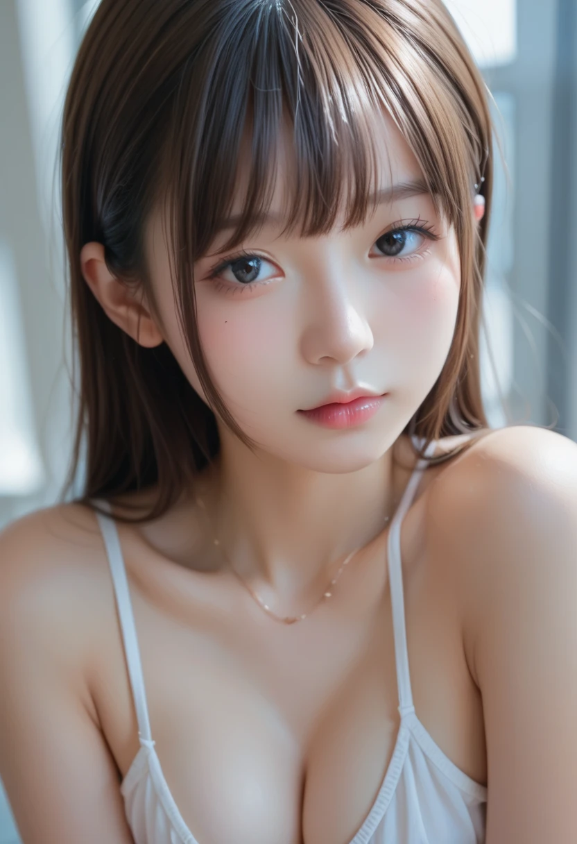 (Chiaroscuro:1.3)、(Highly detailed CG Unity 32k wallpaper,masterpiece, Highest quality, Super detailed),Tan Lines、(Flat Body:1.3)、()、Face shot close up、