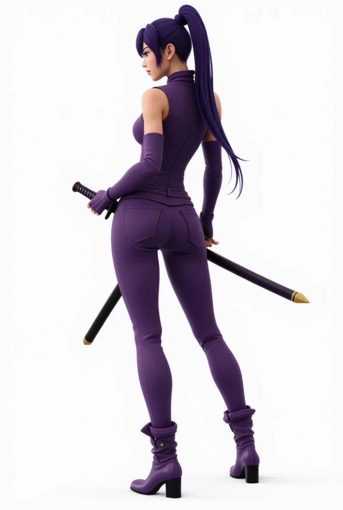 Japanese woman, psyloke, purple hair, power katana.