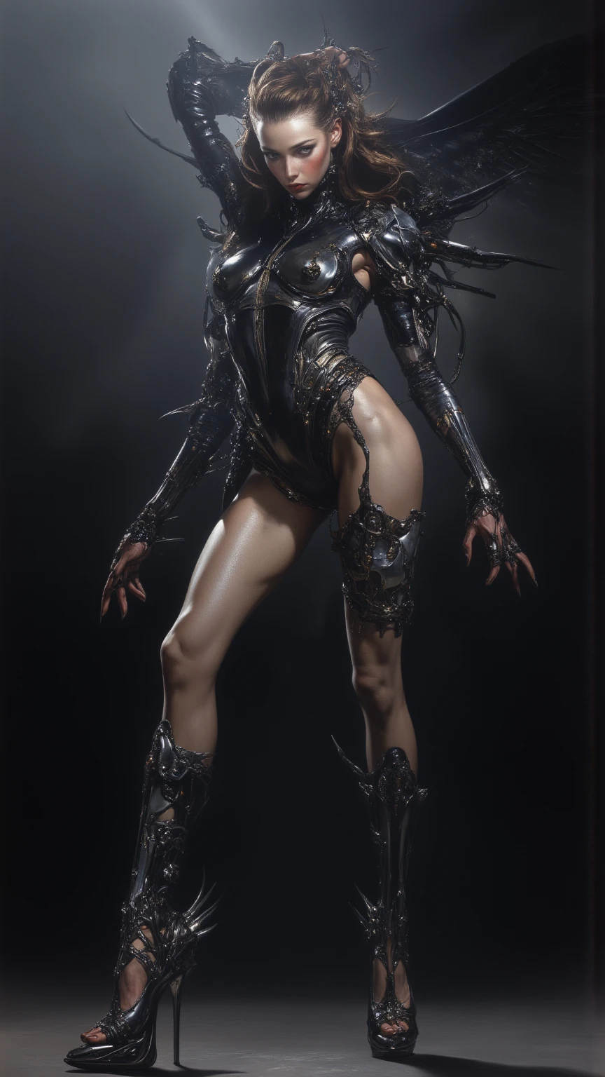 (carnage:1.5),(beautiful female model:1.5), (demoness with Large horns:1.25),(1 super muscular succubus with flayed skin:1.5), (covered in thick muscle suit:1.5), (exposed perfect anatomy:1.5),  high detail, best quality, masterpiece, finely detail, realistic skin texture, 85 mm art lens, f 1.2, sharp focus, 8 k high definition, insanely detailed, intricate,