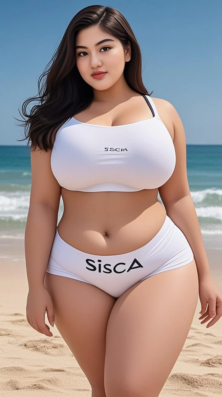 femme Latina de 22 ans avec des grosse lèvre gros seins et le maillot de foot du brésil avec des trait du visage tres realiste et faut pas voir que c est une ia assis et moins maquiller avec quelques default pour etre plus realiste. happy smile attractive