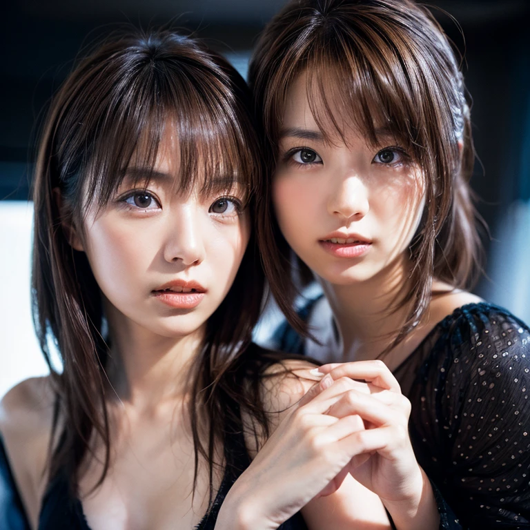 (masterpiece,Highest quality:1.4),(8k,RAW Photos,Photorealistic:1.2),Ultra-high resolution, ,(Glowing Skin:1.4),Detailed skin,Detailed face,Detailed eyes,(Beautiful and shining eyes:1.2),Symmetrical eyes,Detailed ears,Two people,Natural Makeup,(((Cute Japanese idols in real life))),((Beautiful Japanese)),(Golden ratio face),Detailed Background,Beautiful and shiny hair,18-year-old,smile,(((Two girls in love))),((Average teenage breasts)),((Lesbian)),Upper Body,(Details of the latest sexy lingerie in 2024),((To kiss)),((Sharp Face)),Natural light,,(Very detailed ,Trend design for 2024,online shopping,LUMINE® Market,),((Saika Kawakita)),saika1,,black_hair,long_hair,,(Detailed flower field,Location was great.),