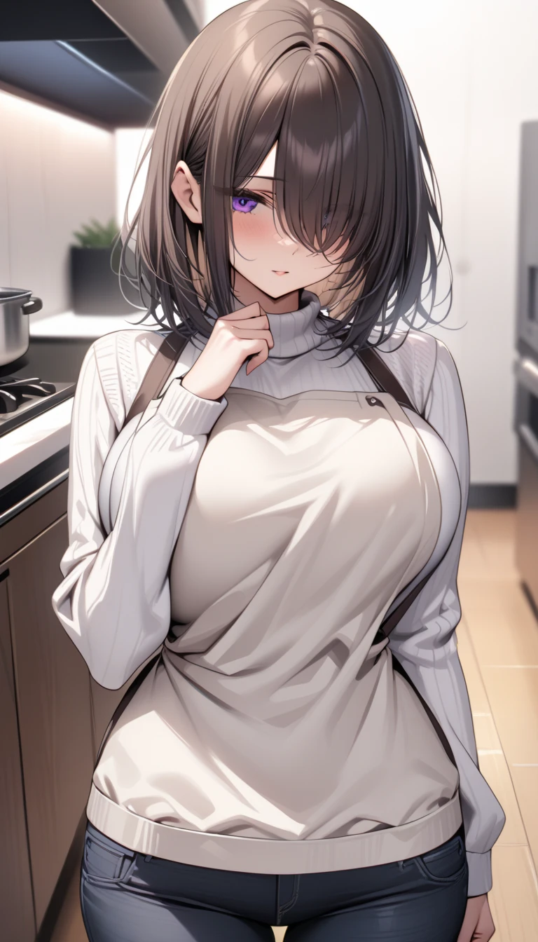 Married women、40 years old、Married women、ponytail、tears、Beautiful woman、Very thick thighs、Acme Face、Sloppy body、Knitted sweater、kitchen、Sit on the sink and spread your legs、Best image quality、High resolution、masterpiece、super high quality、Thick pubic hair、Orgasm Facial、Black and purple lace panties、Very big ass、Very large breasts 、Blushing、4K quality、Blushing、A face screaming in ecstasy、Wearing black knee socks、Sweaty all over、Heavy breathing、Her breasts are bouncing up and down、Low Angle、Cowboy Shot、Shaking breasts、上下にShaking breasts、Squish Squish Sound