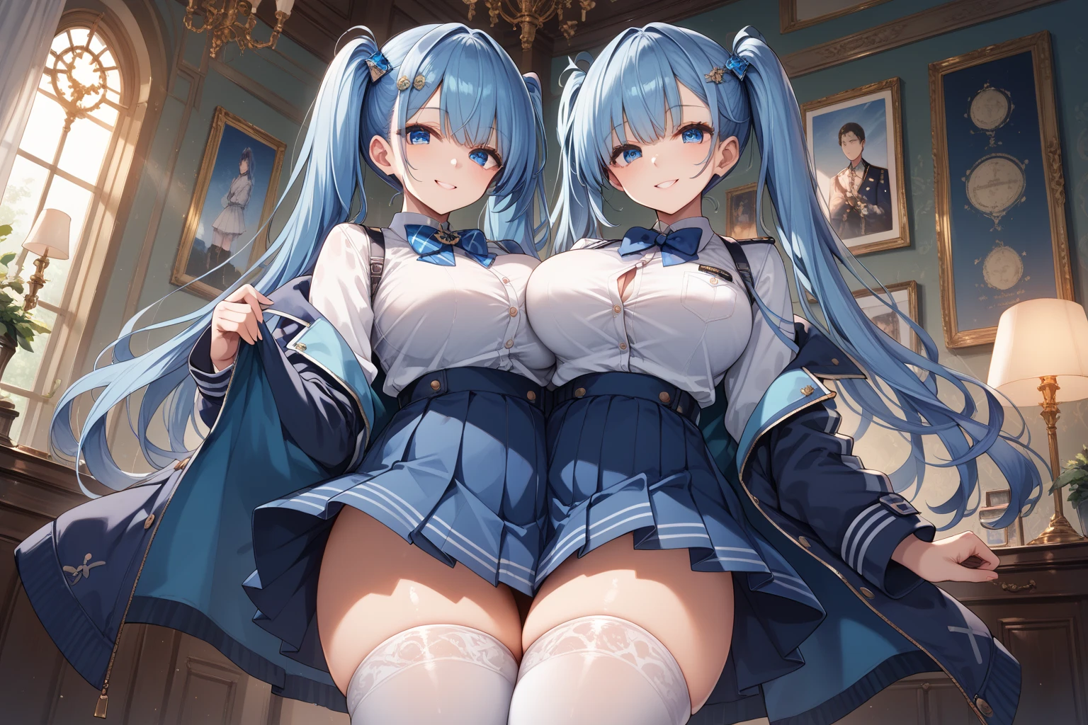 8K、masterpiece、Japanese、Woman wearing glasses、Neon(nod)、from the front、smile、Childish、Small breasts、See-through underwear、night、Bedroom、Show your underwear、mini skirt