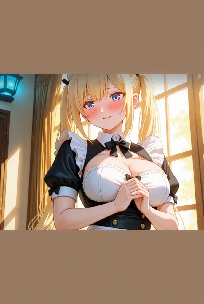((highest quality、High resolution、8K、masterpiece:1.3))、(((((POV、having sex、intense sex、騎乗位でhaving sex、straddling、spread legs、expression of ecstasy、orgasm、ejaculated)))))、Pussy、(((Creampie、semen)))、leaning forward、dynamic angle、wallpaper、1 girl、unparalleled beauty、ultimate beauty、super detailed face、delicate eyes、smile shyly、sexy look、Depth of bounds written、light particles、side light、long hair、((blonde、maid、maid服))、(スカートがめくれてPussyが露出)、nipples exposed、perfect body、beautiful breasts、big breasts、cleavage、Thighhighs、thighs、slim、slender、Old castle at night