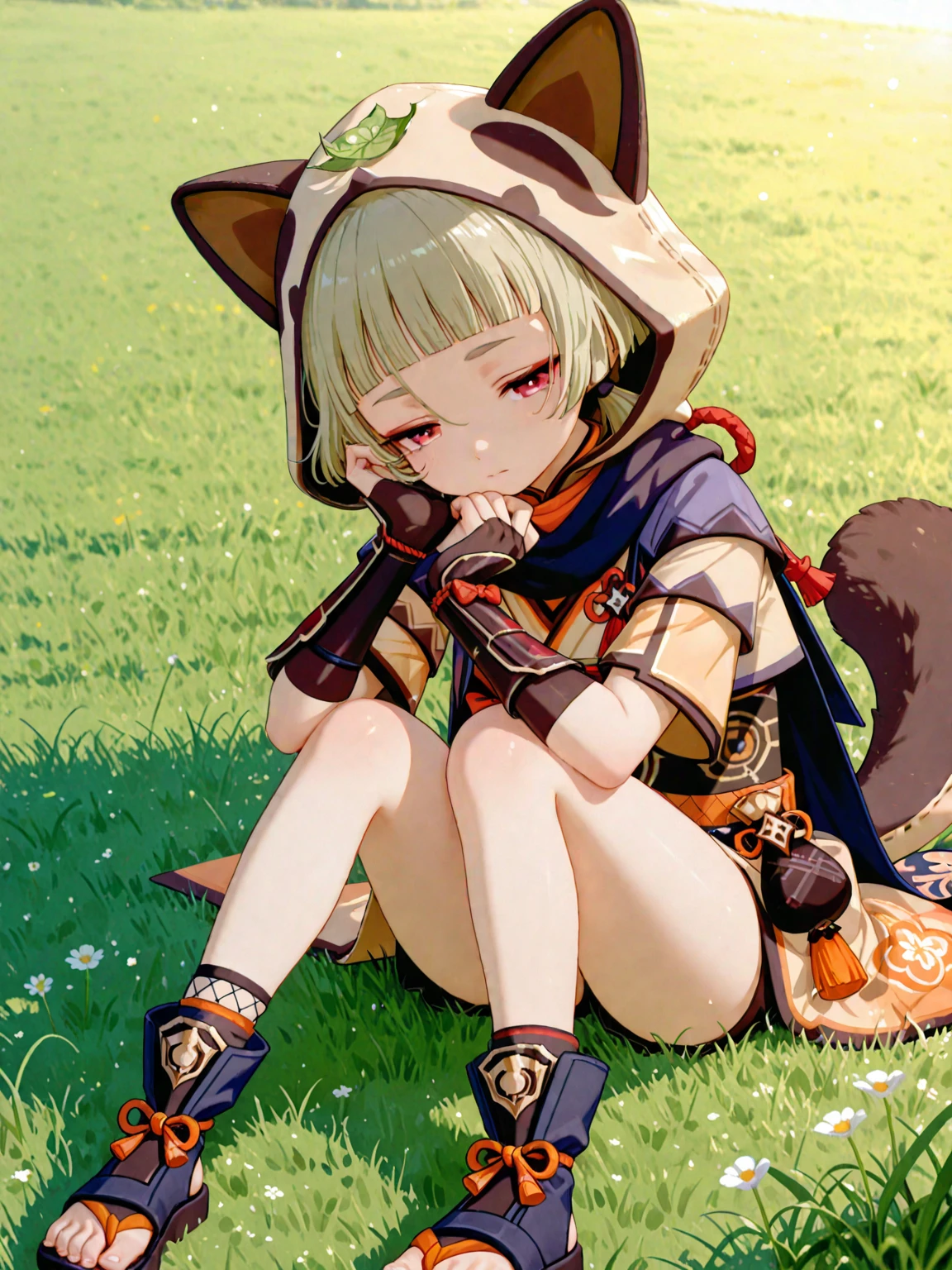 blushing face, out door, During the Day, background simple, bluesky, Rippled hair, Sky, looks at the viewer,Lori, The expression is cute,Small short legs,avatar,High-quality underwear,Shying,solo,1girls,Q version,ultra miniskirt,Look from the bottom up,