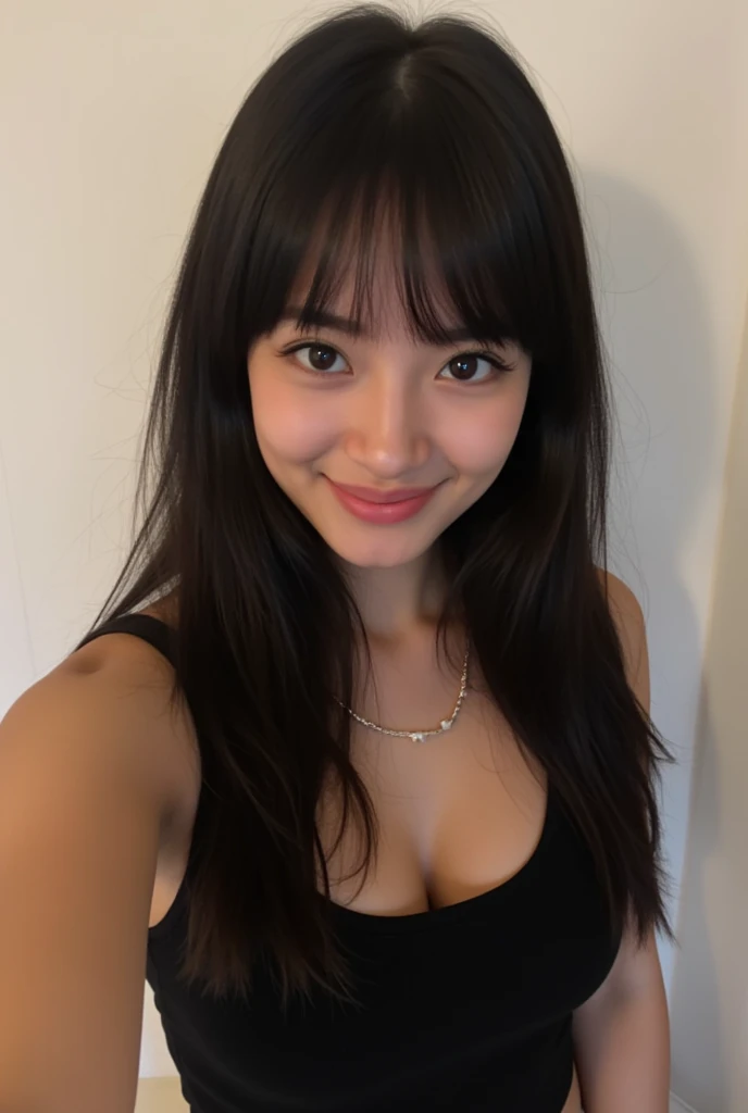beauty asian girl doing selfie with bra and hidden face