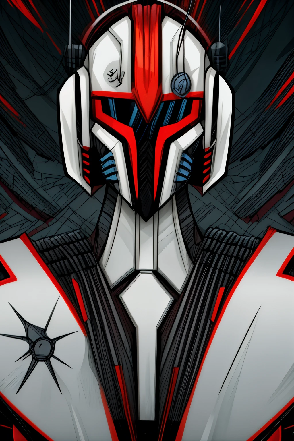 A retro Sci fi OC líder dictador samurai full body with full face helmet with original helmet