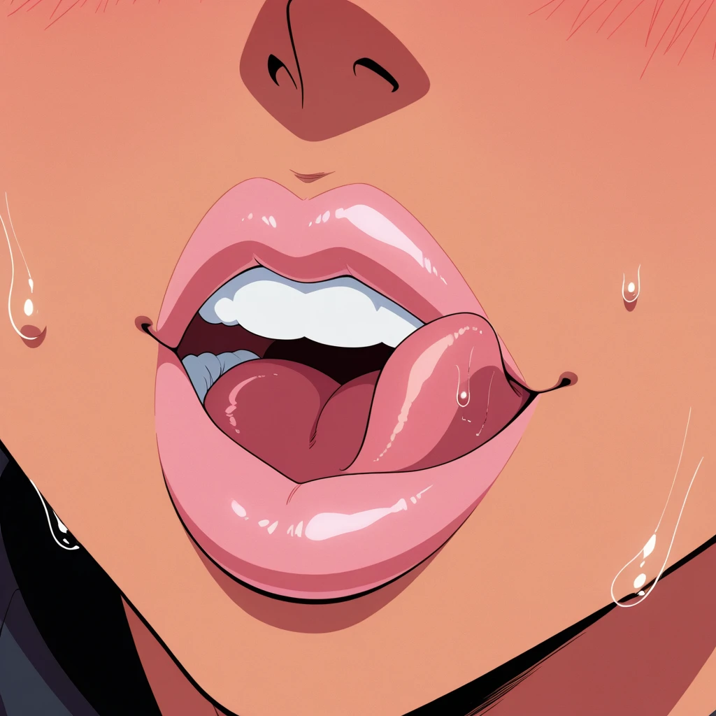 (obra maestra, mejor calidad), 1chica, deslumbrante, face, open mouth, uvula, mouth, tongue, tongue out, nicorobin, long hair, black hair, blue eyes
