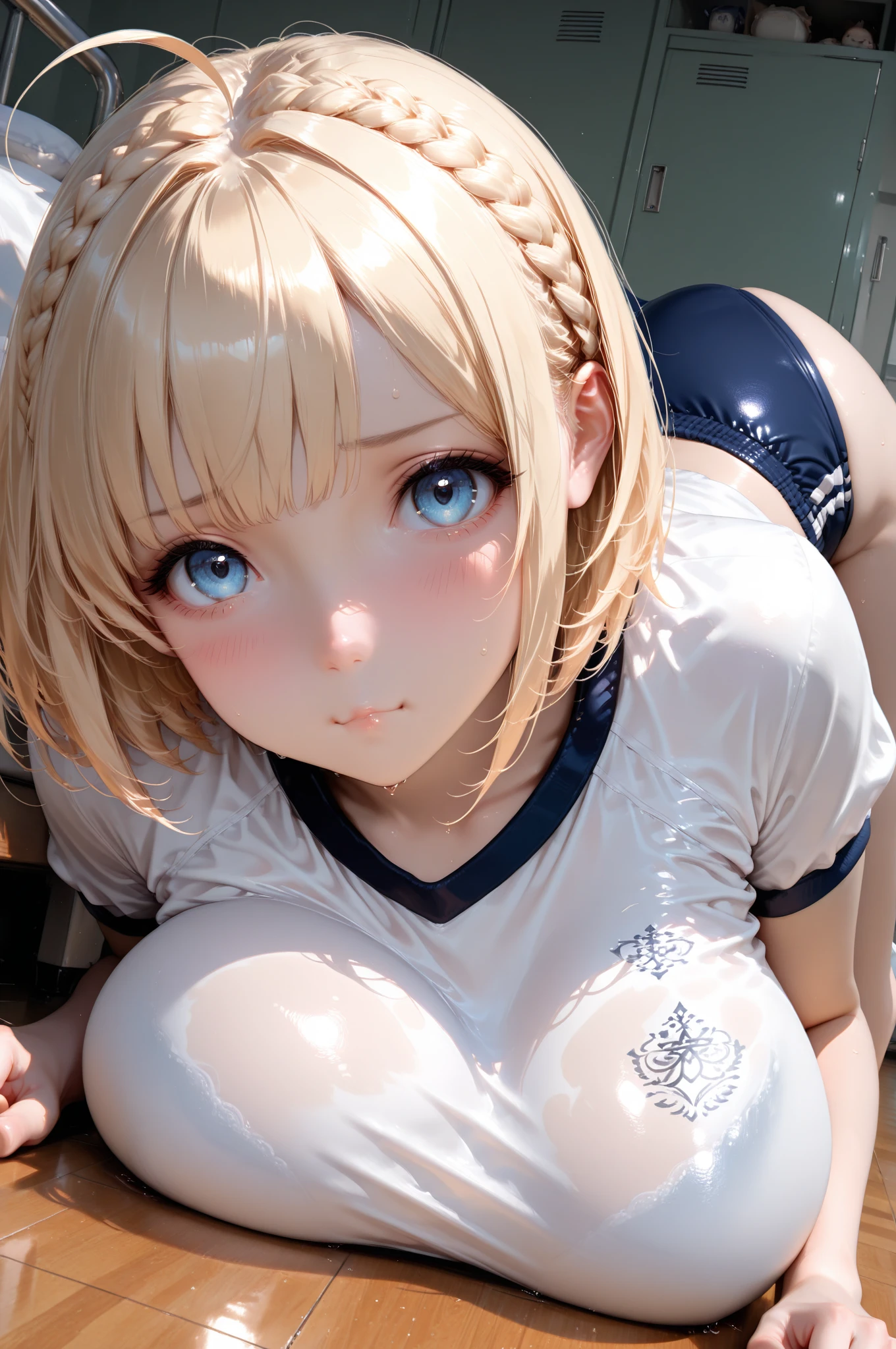 nsfw Sheryl Nome on the bed orgasm all fours nipple slip from shirt clothed bottomless see through