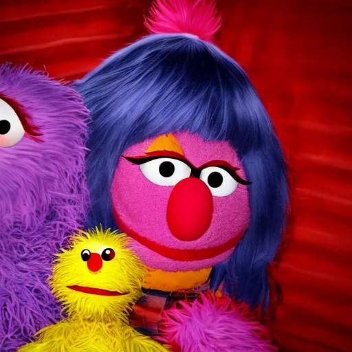 Dolly Parton nude covered in cum surrounded by the muppets on sesame street
