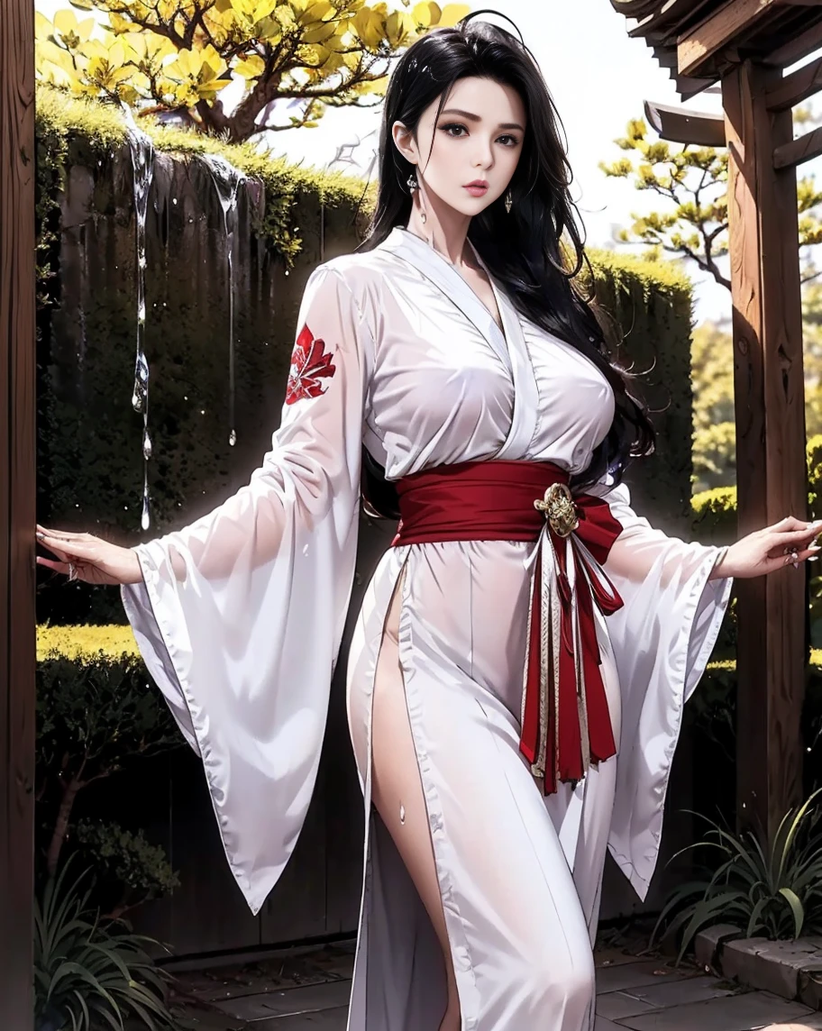 (((Standing in the middle of a waterfall on a moonlit night))),((beautiful woman standing in the middle of the pond:1)),((Beautiful half-naked woman in a beautiful waterfall basin)), ((Sharp bewitching eyes))、((A sexy))、(((1Japanse see through undergarment worn under a Japanese-style kimono:1.3)))、((Kimono made of thin cloth wet with water:1)), pale skin、(Nipple bumps:1), (((1 girl in:1))), ((pale skin))、Melancholy beautiful face、Beautiful expression、Sexy face、Nipple bumps, (((Lower breast)))、(((Beautiful breasts ))), Beautiful 、Super fine face、Delicat eyes、(Double eyelids)、 (((1 Japan Woman)))、 Beautie, 20yr old,((See-through kimono)), (Show off by wearing Japanese revealing clothes),