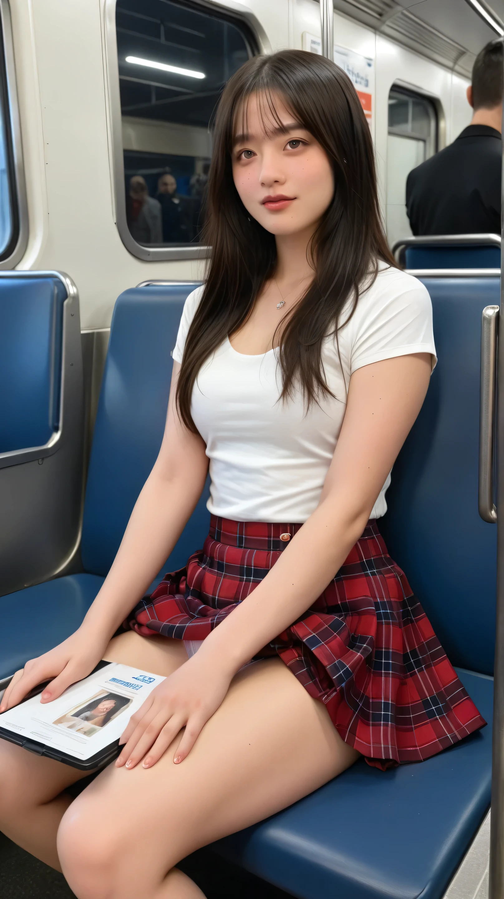 score_9, score_8_up, score_7_up, score_6_up, score_5_up, score_4_up, masterpiece, top quality, very beautiful, very high resolution, High Definition 、((Perfect Anatomy)),8k、 Realistic、 Realistic photography、 top quality 、masterpiece、 big 、(real skin,Body Freckles , Mole, ), ultra real skin,erotic 、raw, Professional DSLR Camera RAW UHD Photo,(((interior, Indoor, ultra Realistic interior of train, ultra detailed interior of train, just sitting in a seat, {{{legs wide on the stand,White Panties Visible:1.8}} , exposed ultra Realistic sexy panties in skirt, Exposing and Detailed Attractive Pants Inside a Skirt, up skirt))),(((very stylish,ta,little))), (View from the side, Angle from the side),Shiny,skin ,wet skin,((Orgasm Face)), (Flash Photos,hard shadows),Robin, dark-skinned female, Blue Eyes, dark haired, {red skirt and white panties:Castle line}}}},