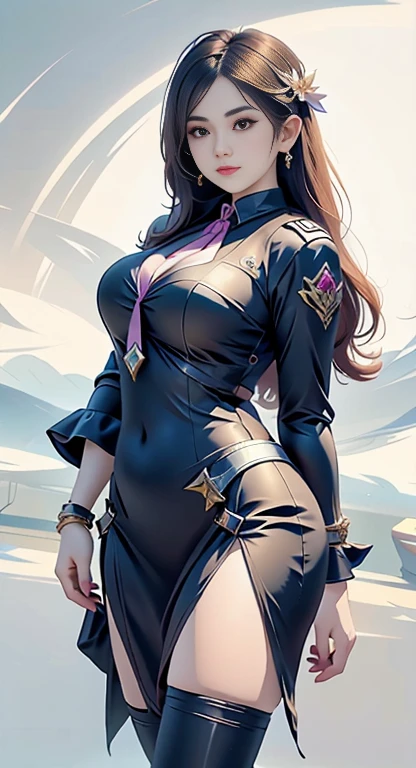 (best quality:1.5, highres, UHD, 4K, detailed lighting, shaders), brown wavy hair, gradient hair, cat ears, large breasts, large butt, big thighs, mature woman, woman stretch jersey, small skirt, white panties, white skirt, (pov), full body, white background, colorful eyeshadow, dramatic lighting, sparkling eyes, confident expression, golden earrings, flowing hair, delicate facial features, dark skin, high cheekbones, stylish clothing, urban setting, white background
