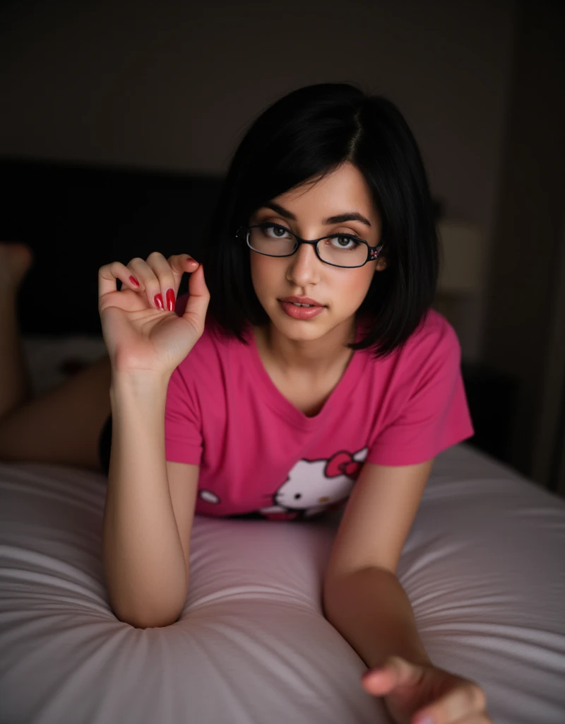 Woman,One,18 Years old,20 Years old,White,Muscular,Fit,thick,black hair,Short hair,Bobcut,Bangs,covered in tattoos,Modern tattoos,Colored tattoos,Classic tattoos,bronze skin,tanned skin,Big ass,Fit thighs,Glasses,Naked,Full body,Bed,View from above,Dynamic angle,overhead lighting,On all fours,spread legs, small feet, perfect feet quality, wet, oiled, sweaty((a extremely naked, nude))) (NSFW breasts), hdri, extremely naked, nude, nua, pelada, nsfw, gigantic breast 1.9