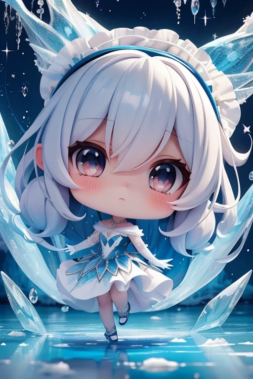（Cute magical girl）,（Release crystal clear ice crystals）,（Aurora effect：1.5），（rendering by octane：1.2），（Black meteorite wraps the base），Extremely realistic，background inside dark，shine，Natural fill light，Radiation effect：1.5,（particle effect：1.5),Cute detailed digital art