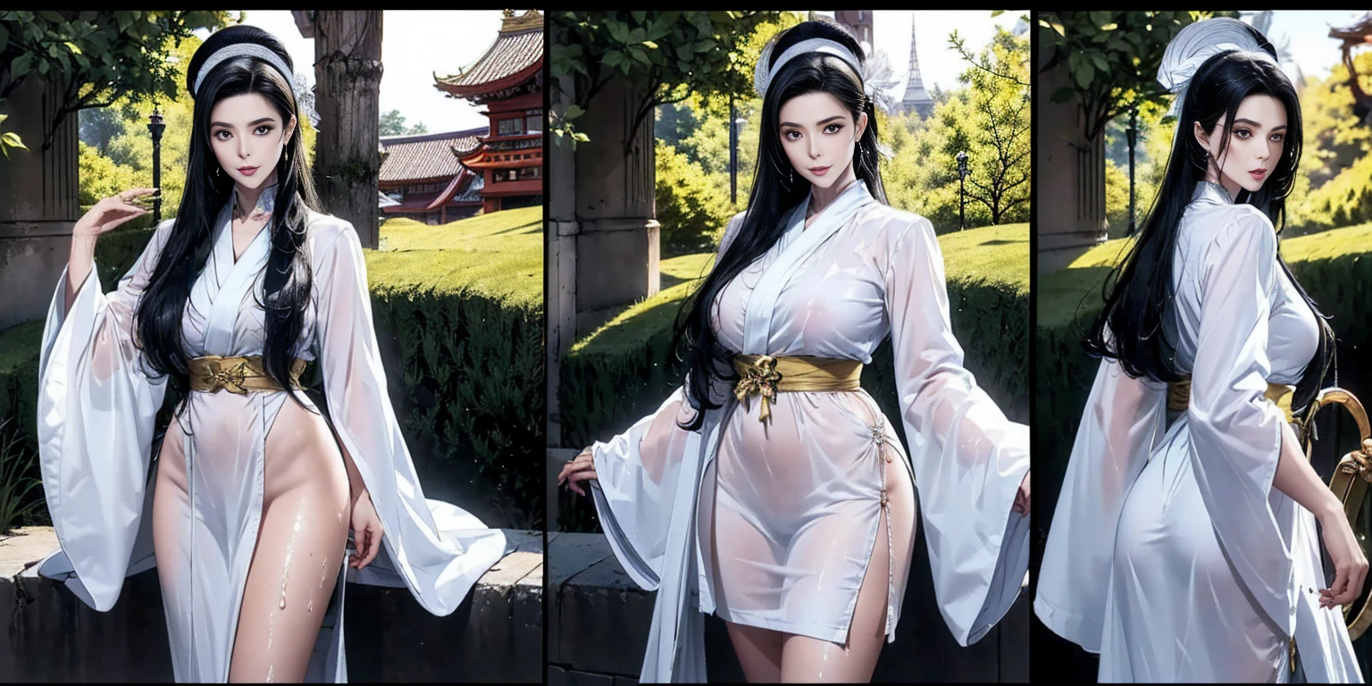 (masterpiece), best quality, expressive eyes, perfect face, HD, Benisato, kunoichi, snakes tattooed, She is a tall and matured woman with a slender curvaceous build with long legs and arms, Although a ninja herself, Benisato has the appearance of a beautiful and seductive geisha, She has porcelain skin and long dark hair tied back in a coif with a hairpin and traditional comb, Benisato is covered in serpent tattoos that come alive when she uses her powers and will usually appear naked during a battle to throw off her male victims, She wears traditional Japanese geisha robes, full body, pants, long sleeves, vest, sandals, kimono, Hongli, snakes supranatural