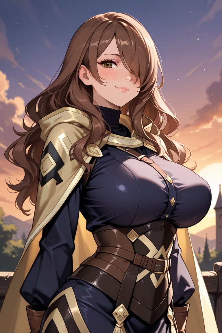 best quality, official art, masterpiece, textile shading, HDR, very detailed, colorful, best details, fantasy, suit, Yuki Mori:1.5, 1 female, 25 years old, brown hair, long hair, best quality, official art, masterpiece, textile shading, HDR, very detailed, colorful, best details, fantasy, battle suit,1 female, 25 years old, standing on stairs,A pub with a view of the old castle, Many stars々Shining night,choppy hair, big breast, skinny, {Surrounded by a large crowd:1.9}、Confetti flutters、Blessed、Being welcomed:1.5、cameltoe:1.3, ground level shot:1.9,