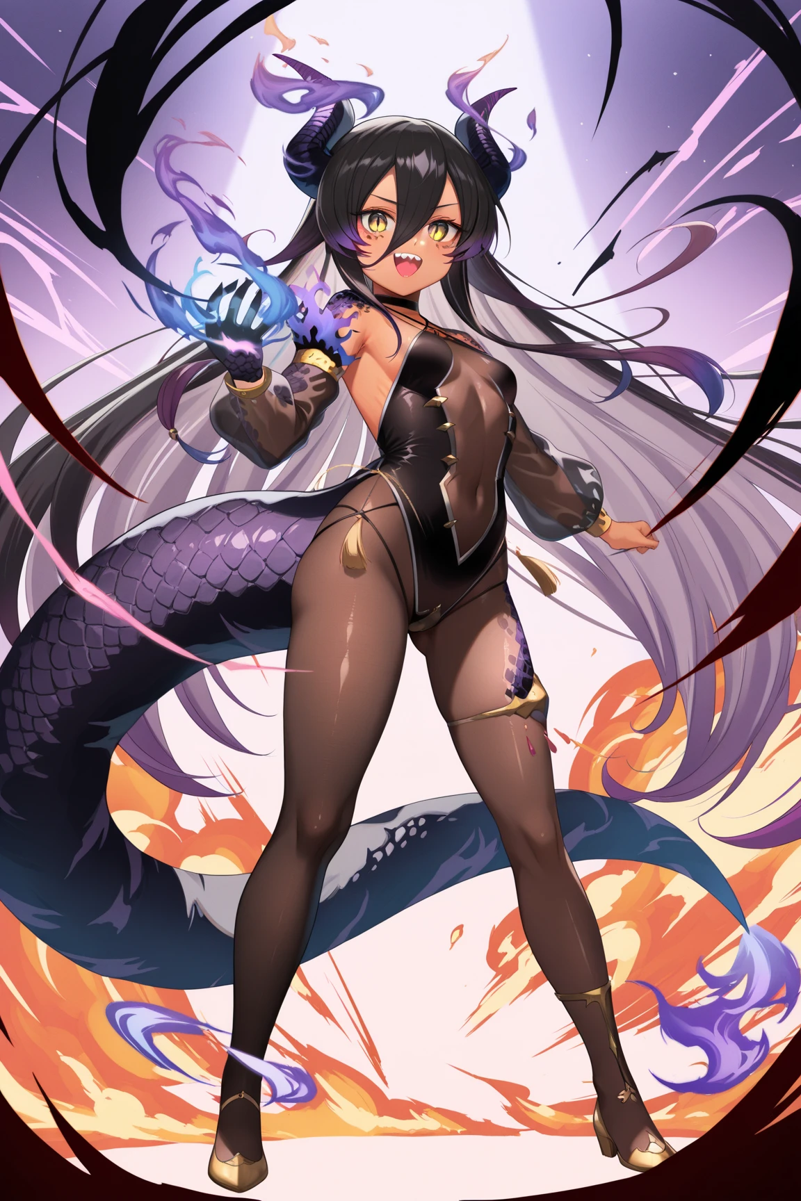 ((obra de arte, melhor qualidade)), (negative space: 1.2), (1 garota, Sozinho: 1.4), petals, olhos rosa, Dragon Girl, longo, cabelo roxo, rabo de cavalo alto, liquid hair, flores, dragon background, big ass, thick muscle body, seios pequenos redondos