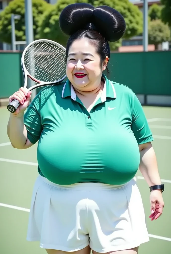 (1 girl'Chest、Overweight、Extremely fat、chubby、Sweat muscles、japanes、tennis、a blond