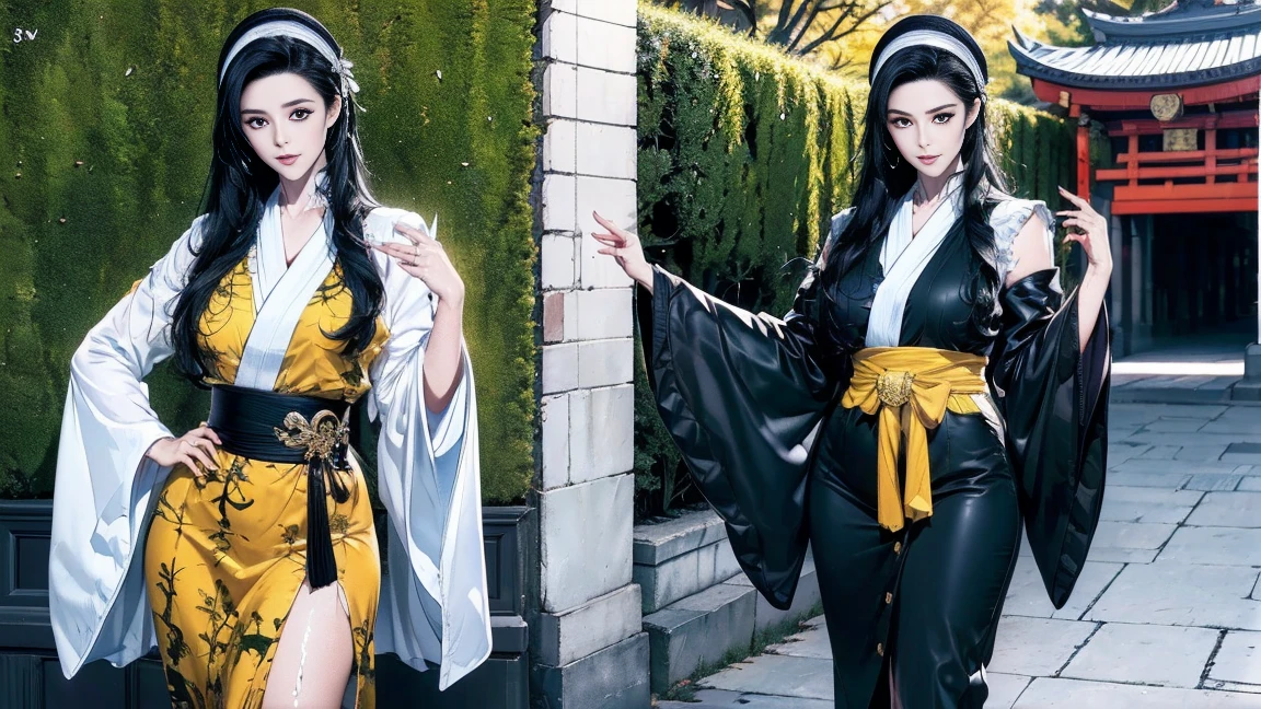 Master works, masterpieces, high quality, extreme detail, classical beauty, ((1girl)), ((black long hair)), standing, (fulbody), (Hands hidden in sleeves), (white Taoist robes))), ((delicate face)), (best details), ((black eyes)), ((( Taoist headdress)), ((black gloves)), ((Clench fists)), ((long Taoist boots)), sun, moon and stars background, ambitious, peach blossoms