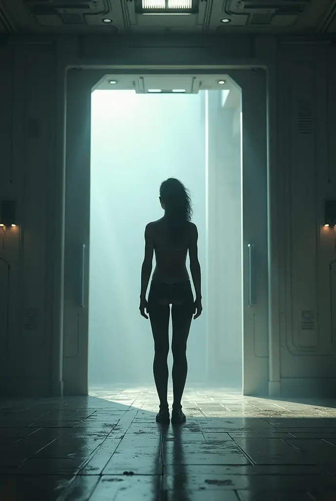 (nsfw:1.3), masterpiece, Best Quality, hyper Realistic, A mysterious and sophisticated beautiful young gravure Japanese woman with blue eyes wears futuristic and sexy fashion art. back shot, focus ass, from below, Detailed clothing, woman is climbing at a wide angle, with her full body in frame. large Butt, sexy large breasts, slim waist, Her outfit includes see-through BLACK micro under wear with multiple elastic white harnesses designed underneath, adding a minimalist beauty. She accessorizes with futuristic accessories and wears technical sneakers. Her demeanor exudes harmony and striking simplicity, The wear hugs her body tightly, accentuating her curves and digging sensuously into her skin, hyper small head and face, wide and big Duck mouth, half open mouth, perfectly aligned teeth, perfect beautiful wide teeth, Detailed eyes, light blue eyes, half open eyes, shiny Droopy eyes, gray hair, looking other, She is situated within the interior of a futuristic colony, with mist drifting and steam rising from concrete