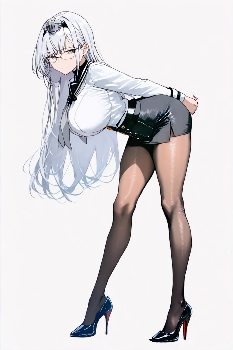 panties, (white), white hair,