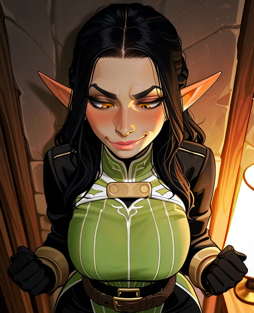 A teenage elf warrior girl
She has dark skin and long Curly and wine dark hair. She has a muscular and toned body with huge breasts and hourglass-shaped hips.
Dressed transparent erotic underwear with green trim
(((character sheet))) ((various views)) ((front and back) (Face detail) (full body