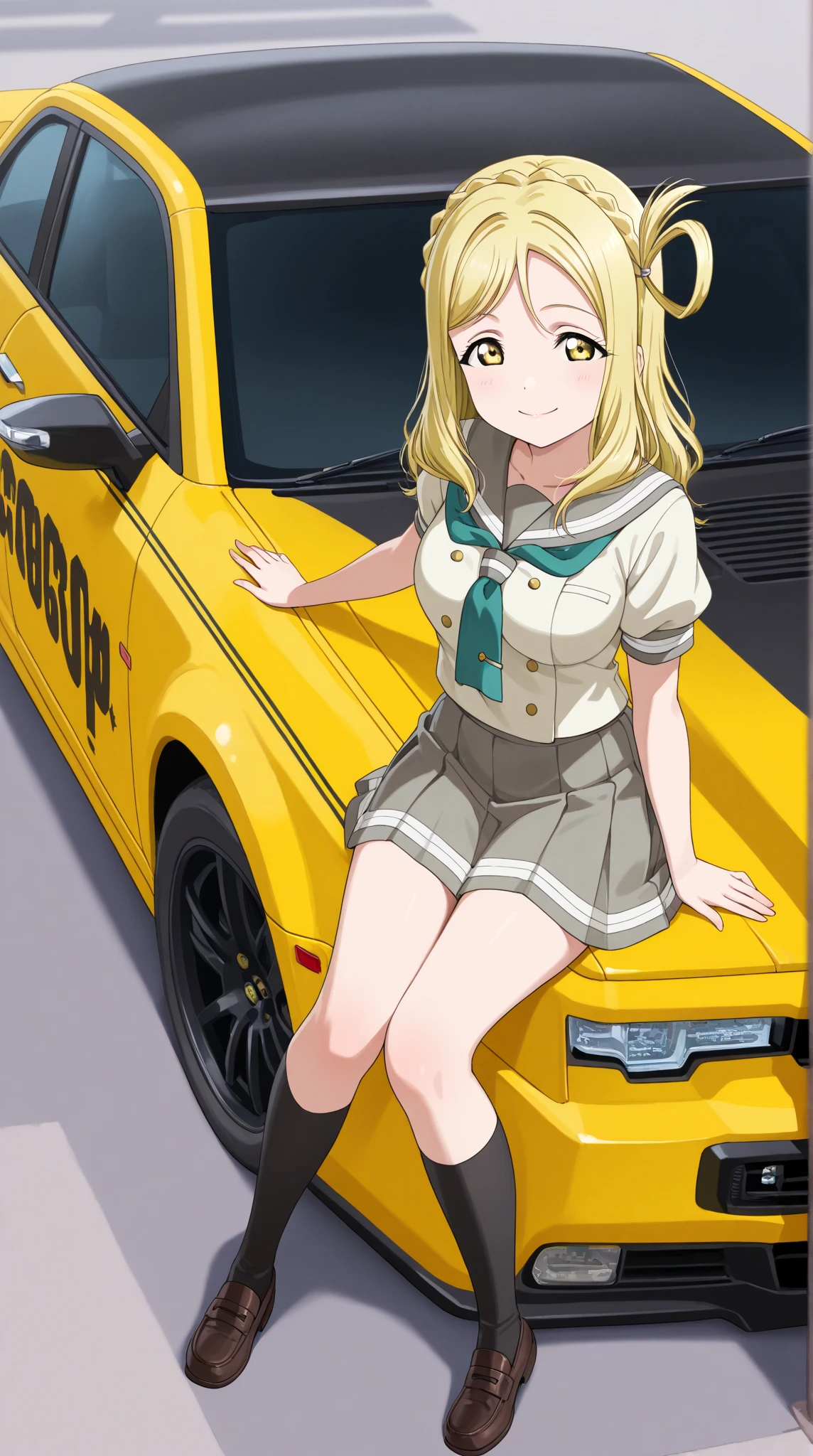 nsfw , Fate Testarossa , lyrical nanoha , (((highres official art))) , (((1girl))) , (((solo))) , (((blondehair))) , (((twintails))) , (((black ribbon))) , masterpiece, best quality, highres, 12yo, lawson uniform, employee uniform, shirt, name tag, short sleeves, striped shirt, striped, vertical-striped shirt, blue shirt, vertical stripes, alternate costume,(((lift skirt))), (((skirt hold))) , (((black thong)))