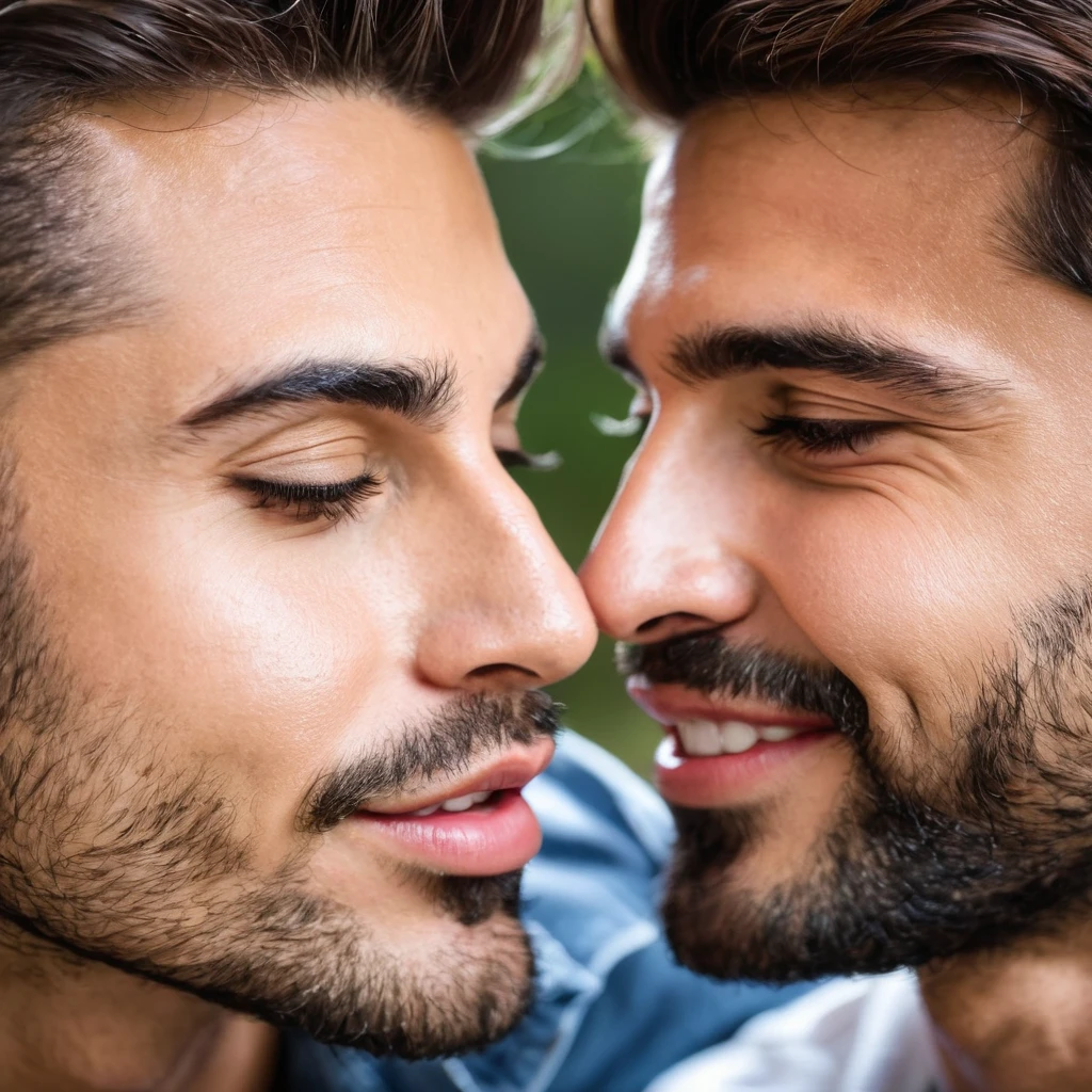 Men and men kissing