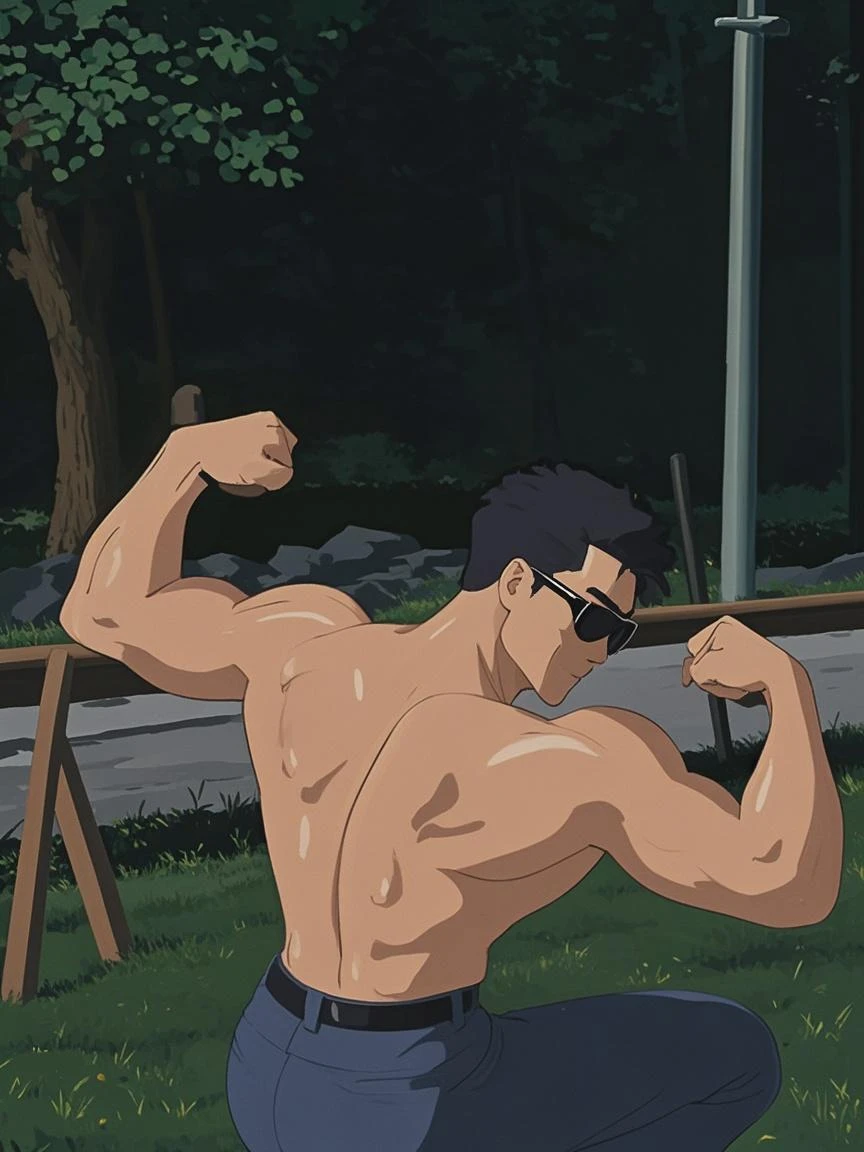 Criar logo, desenho, Incredible , man with glasses, forte, estilo cartum, animado , arte , bodybuilding , rock, metal, escuro