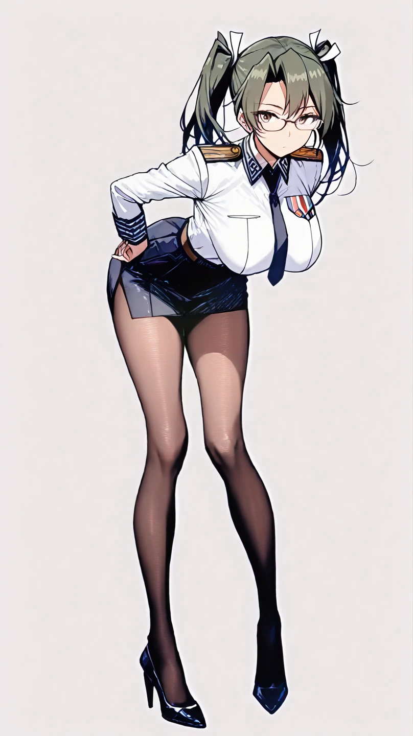 (masterpiece), (best quality), ((ultra-detailed)), (high resolution), (an extremely delicate and beautiful, super fine illustration), official art, BREAK (1girl), (:1.8), (tiny girl:1.6), (8yo)lat chest:1.4), Plump, (Thick thighs:1.8), (big ass:1.5), erect nipples, Huge areola, large nipples, (long nipples:1.4), erect nipples, oily skin, BREAK droopy eyes, (emerald blue eyes:1.3), (bad mood:1.5), (clear face:1.5), (half closed eyes:1.8), BREAK (bob cut:1.3), tired hair, messy hair, blue colored inner hair, Black hair color, (girl wearing round black glasses), BREAK (white Bodystocking:1.7), (cropped black jacket:1.3), (micro shorts:1.5), (sneakers), (front view:1.5), full body,