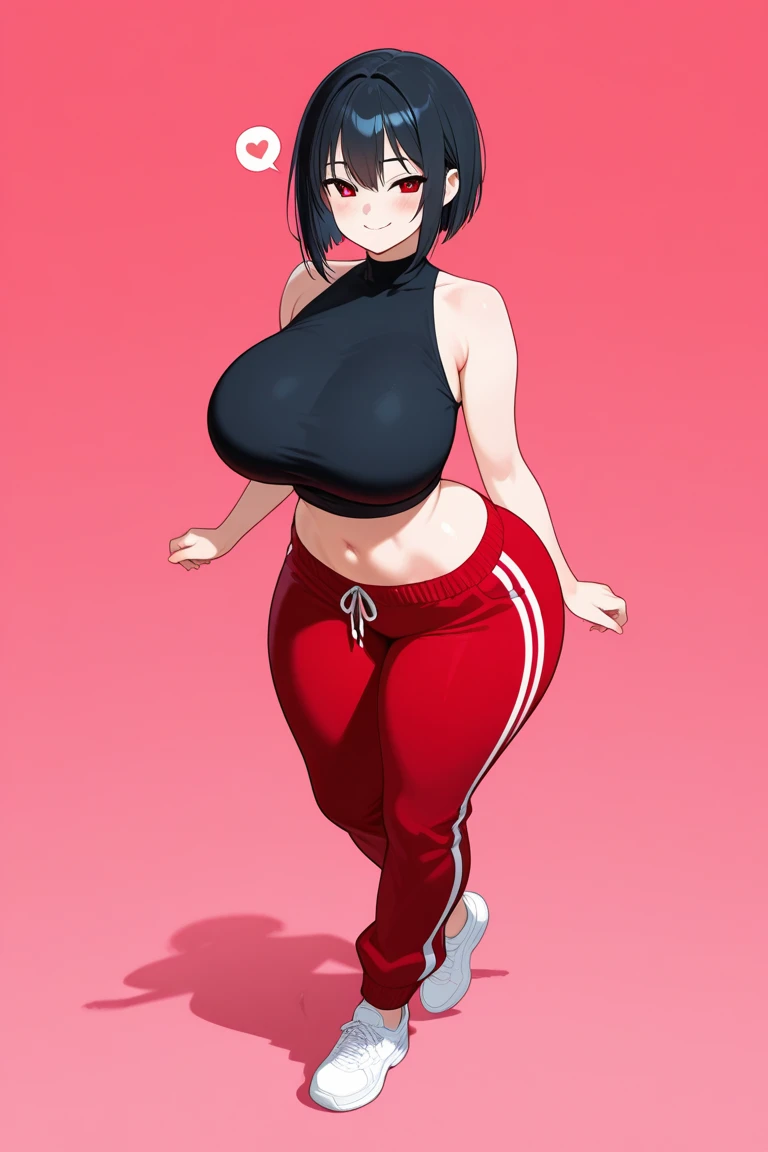 score_9, score_8_up, score_7_up, score_6_up, score_5_up, score_4_up, (source_anime), huge breasts, (1girl),(masterpiece, best quality, ultra-detailed, super high resolution), anime style, 1girl, custom-made wine-colored long sleeve gabardine shirt with no visible buttons, black striped fitted dress pants, sleek and form-fitting, large headphones on head, simple dynamic pose, confident stance, minimalistic background, full-body view, smooth shading, clean lines, vibrant colors, cinematic lighting, Speaker Woman, humanoid female with a large red speaker for a head, sleek black pinstripe suit, fitted jacket with a tie, long sleeves, form-fitting pants, confident and assertive pose, black gloves, glowing red, vibrant red background, siple lighting, dynamic composition, smooth shading, clean lines, clear focus, full-body view, robot_head_speaker, real human body, robot_head_speaker_woman, robot_head, Black full body suit elegant with stripes with, Red shirt underneath,